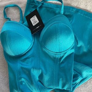 Fashion Nova Blue Midi Bodycon Dress Suze Small